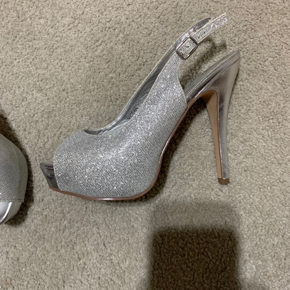 Dr. Blossom Collection silver sparkly stiletto